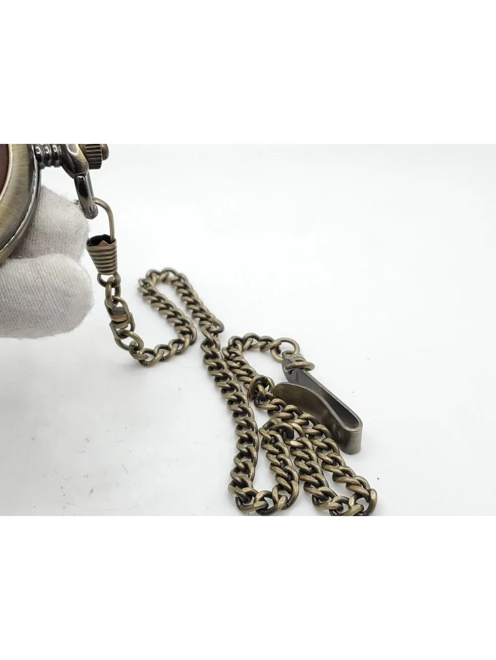 Grandpa Modern Quartz Pocket Watch Men 50mm Chain Brown Dial New Battery